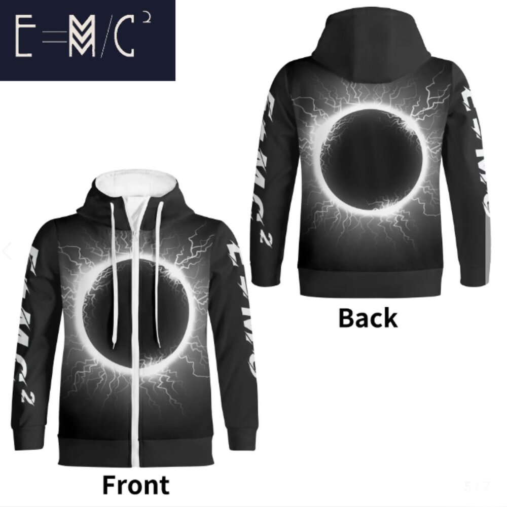 E=M/C2 Adult Full Zip Black Hole Turtleneck Hoodie Streetwear